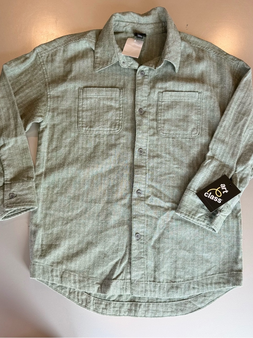 Target Kids Sage Ribbed Button-Front Shirt - Picture 4 of 8